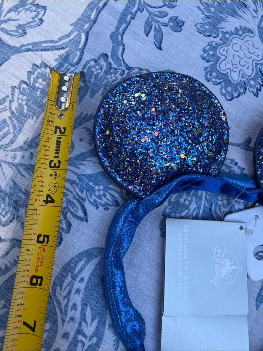 Disney Parks Blue Sparkle Youth Mickey/Minnie Ears Adjustable Headband NWT